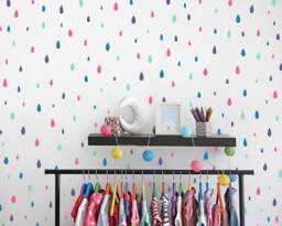 Raindrop Wall Decals - Vinyl Decals, 4-Color Rain Stickers, Kids Bedroom Nursery - thumbnail 1
