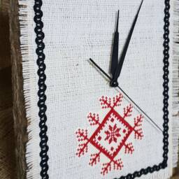 Embroidered Wall Clock Home Accent, Unique Gift, Housewarming Rustic Farmhouse Clock, Palestinian Art, Rural Embroider - thumbnail 2