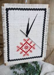 Embroidered Wall Clock Home Accent, Unique Gift, Housewarming Rustic Farmhouse Clock, Palestinian Art, Rural Embroider - thumbnail 1
