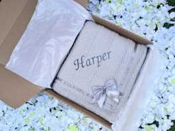 Personalised Baby Blanket Gift Boxed New Shower Embroidered Knitted - thumbnail 1