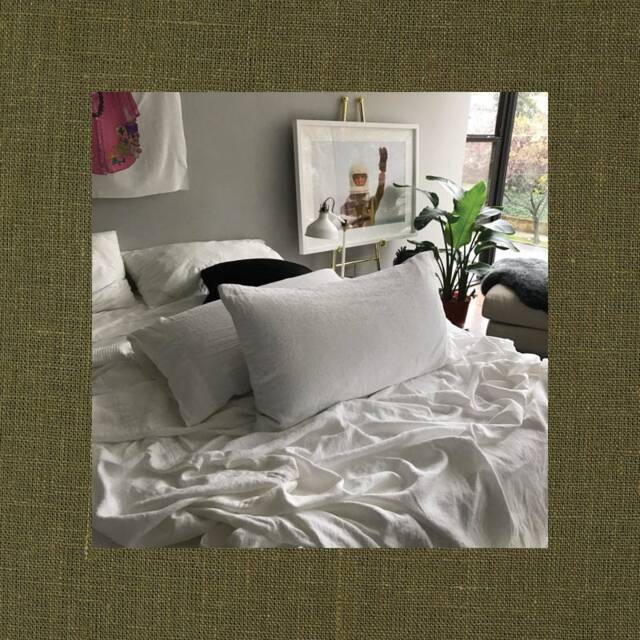 Deep Moss Green Pair Of Linen Pillowcases - Natural Bedding 100% Flax Fabric Tailored Made To Order in The Usa - image 1