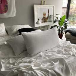 Deep Moss Green Pair Of Linen Pillowcases - Natural Bedding 100% Flax Fabric Tailored Made To Order in The Usa - thumbnail 3