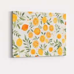 Watercolour Lemon & Orange Botanical Repeat Pattern Canvas Wall Art Print Decor Picture Ready To Hang - thumbnail 4