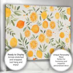 Watercolour Lemon & Orange Botanical Repeat Pattern Canvas Wall Art Print Decor Picture Ready To Hang - thumbnail 3