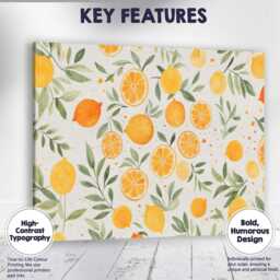 Watercolour Lemon & Orange Botanical Repeat Pattern Canvas Wall Art Print Decor Picture Ready To Hang - thumbnail 1