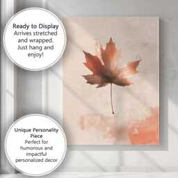 Minimalist Copper Brown Maple Leaf Botanical Watercolour Canvas Wall Art Print Decor Picture Ready To Hang - thumbnail 3