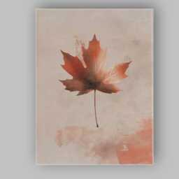 Minimalist Copper Brown Maple Leaf Botanical Watercolour Canvas Wall Art Print Decor Picture Ready To Hang - thumbnail 1