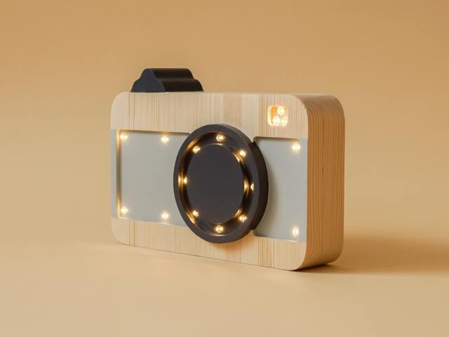 Scandinavian Wooden Camera Lamp - Personalized Gift Gifts For Kids Table Lamp, Night Light - image 1