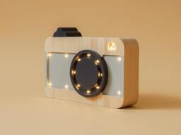 Scandinavian Wooden Camera Lamp - Personalized Gift Gifts For Kids Table Lamp, Night Light - thumbnail 1