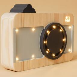 Scandinavian Wooden Camera Lamp - Personalized Gift Gifts For Kids Table Lamp, Night Light - thumbnail 2