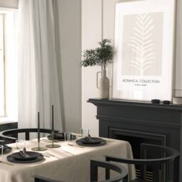 Neutral Wall Prints, Botanical Bedroom Line Art, Beige Home Decor, Black Set Of 3 Prints A2 A1 - thumbnail 3