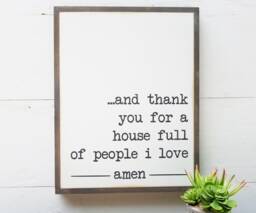 Thank You For A House Full Of People I Love Sign - Family Wall Art Housewarming Gift Thankful Wooden Entryway Framed Decor - thumbnail 1