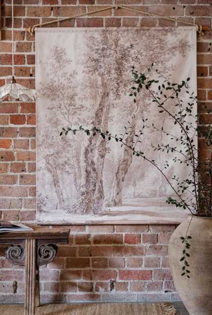 Vintage Trees Canvas Wall Hanging 19Th Century Style Organic Cotton Print - Ready To Hang - image 1