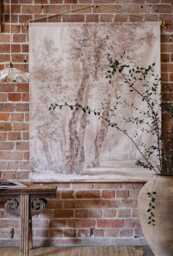 Vintage Trees Canvas Wall Hanging 19Th Century Style Organic Cotton Print - Ready To Hang - thumbnail 1
