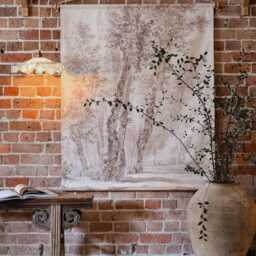 Vintage Trees Canvas Wall Hanging 19Th Century Style Organic Cotton Print - Ready To Hang - thumbnail 3