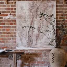 Vintage Trees Canvas Wall Hanging 19Th Century Style Organic Cotton Print - Ready To Hang - thumbnail 4