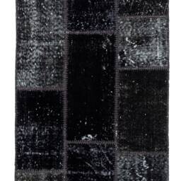 2.9' X 11.5' Black Handmade Turkish Patchwork Runner Rug, - 91 351 cm - thumbnail 2