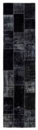 2.9' X 11.5' Black Handmade Turkish Patchwork Runner Rug, - 91 351 cm - thumbnail 1