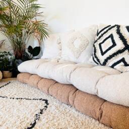 Boucle Floor Cushion Bohemian Linen Pillow - thumbnail 3