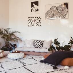 Boucle Floor Cushion Bohemian Linen Pillow - thumbnail 2