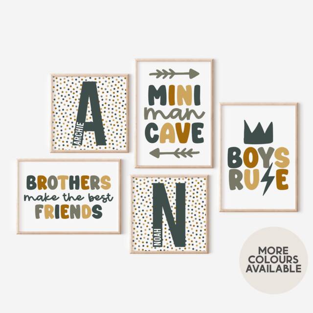 Brothers Gallery Wall Print Set -- Boys Set, Prints, Mini Man Cave, Make The Best Friend, Playroom Unframed - image 1