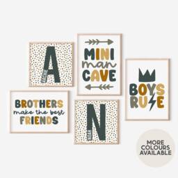 Brothers Gallery Wall Print Set -- Boys Set, Prints, Mini Man Cave, Make The Best Friend, Playroom Unframed - thumbnail 1
