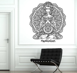 Wall Vinyl Decal Oriental Yoga Mandala Indian Tattoos Style For Meditation Room - #2737Dn - thumbnail 1