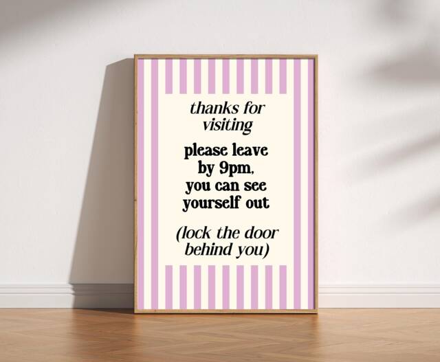 Leave By 9Pm Print Funny Typography Home Poster - image 1