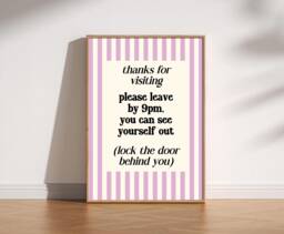 Leave By 9Pm Print Funny Typography Home Poster - thumbnail 1