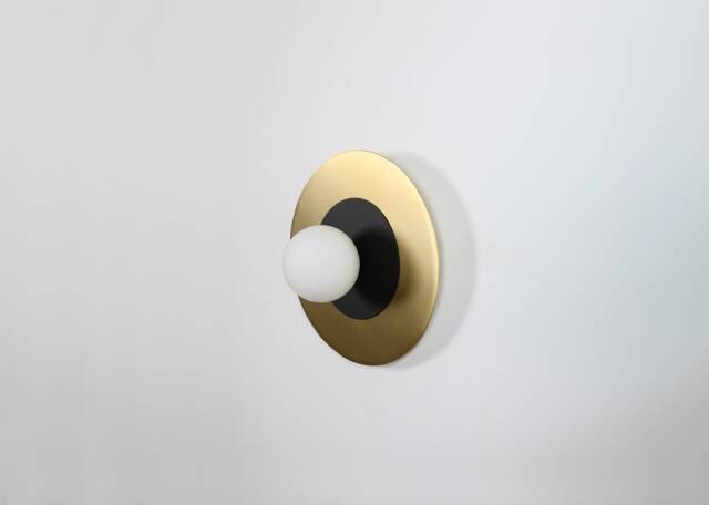 Brass & Black Disc Wall Lighting - Globe Lamp Vanity Light Fixture, Sconce, Lamp, , Small - image 1