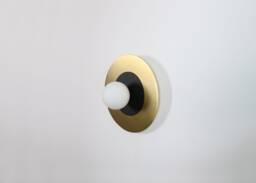 Brass & Black Disc Wall Lighting - Globe Lamp Vanity Light Fixture, Sconce, Lamp, , Small