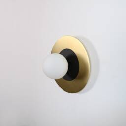 Brass & Black Disc Wall Lighting - Globe Lamp Vanity Light Fixture, Sconce, Lamp, , Small - thumbnail 3