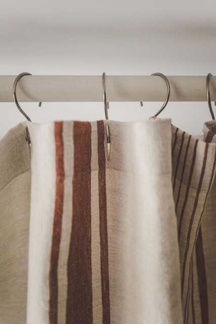 French Style Linen Shower Curtain - Striped Farmhouse Bathroom Natural Heavyweight Custom Sizes Available - image 1