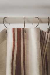 French Style Linen Shower Curtain - Striped Farmhouse Bathroom Natural Heavyweight Custom Sizes Available