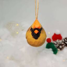 Northern Cardinal Female Christmas Decor Hand Carved Painted Bird Ornaments - thumbnail 2