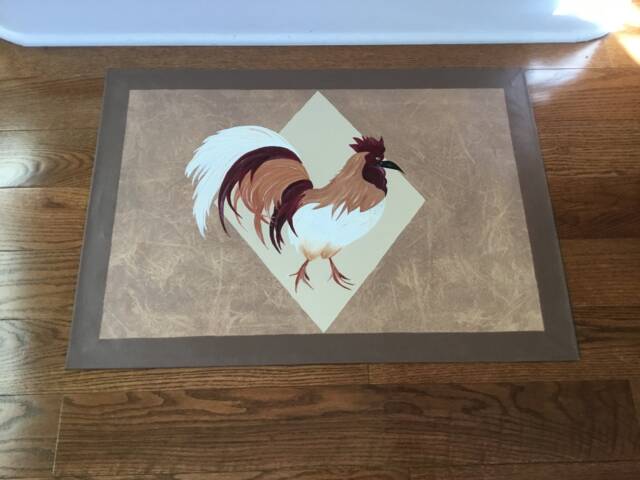 Floorcloth, Rooster, Brown & Running - image 1