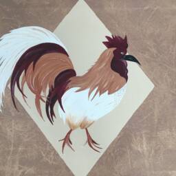 Floorcloth, Rooster, Brown & Running - thumbnail 2