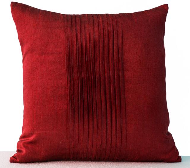 Red Christmas Pillow Cover, Covers, Farmhouse Throw Pleated Textured Cushion Holiday D??cor - image 1