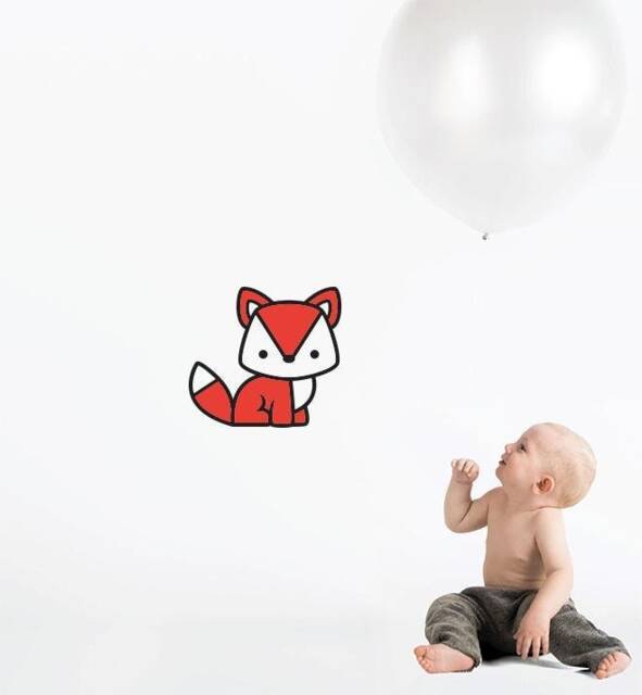 Simple Red Fox Wall Sticker Decal - Kids Stickers, Animals Childrens Decals, Art, Room, Girl, Boy