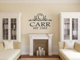 Monogram With Family Name & Established Date. Vinyl Wall Decal. Window Decals. Mirror Decals - thumbnail 1