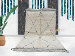 Yakiti - 5X8Ft Moroccan Rug, Beni Ourain Area Modern Wool Living Room Beniourain Handmade Soft Carpet, 151 cm X 255 - thumbnail 1