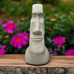 Stone Tiki Head Statue Concrete Moai Face Sculpture Polynesian Island Figurine Outdoor Garden Decor Cement Yard Ornament Exotic Tribal Gift - thumbnail 1