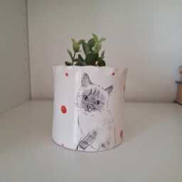 Handmade Ceramic Siamese Cat Planter Colorful Pottery Plant Pot - thumbnail 4