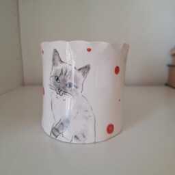 Handmade Ceramic Siamese Cat Planter Colorful Pottery Plant Pot - thumbnail 3