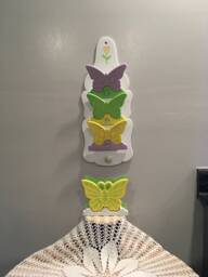 Unique, Upcycled, Pastel, Butterfly Motif, Wall Hanging & Desk Top Organizers