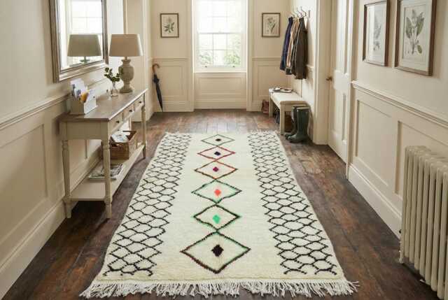 Handwoven Beni Ourain Runner Rug White Berber Design - image 1