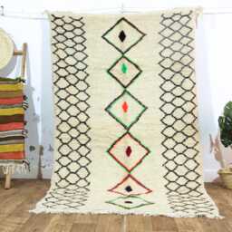 Handwoven Beni Ourain Runner Rug White Berber Design - thumbnail 2