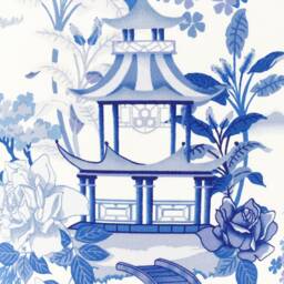 Oriental Style Lampshade, Japanese Pagoda, Blue Willow Lamp Shade, Light Shade For Table Or Ceiling Lights - thumbnail 4