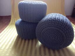 stuffed Crochet Pouf/Poof/Ottoman/Footstool/Home Decor/Pillow/Bean Bag/Floor Cushion