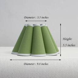 Handmade Green Fabric Lampshade With Beige Trim-97# - thumbnail 2